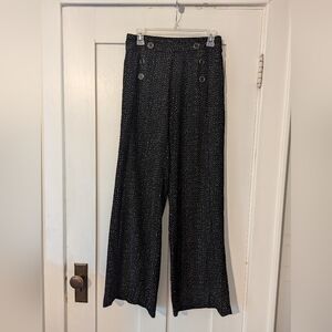 Black and white polka dot wide leg pants